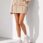 Brown short women's cargo skirt
