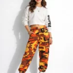 Orange camo girls cargo pants