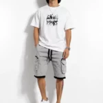 Men's white cargo shorts