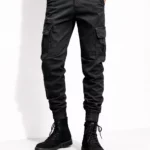 Streetwear slim men's cargo jeans