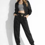 Women's chic black cargo pants