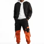 Orange and black men's cargo pants