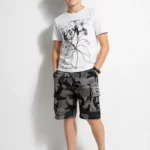 Gray camo kids cargo shorts