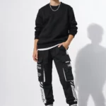 Boys black/white streetwear cargo pants
