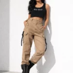 Beige army women's cargo pants