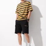Black cargo shorts details
