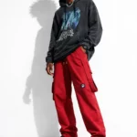 Red streetwear cargo pants