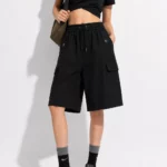 Women's pink oversized cargo shorts