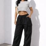 Women's plus-size wide-leg cargo pants