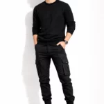 Streetwear slim men's cargo jeans