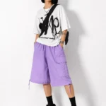 Women's purple urban cargo shorts