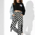 Girls hip hop plaid cargo pants