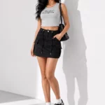 Brown short women's cargo skirt