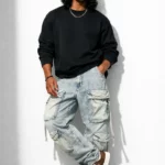 Men's cargo jeans with straps