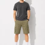 Casual men's black cargo shorts