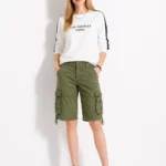 Women's beige classic cargo shorts
