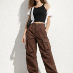 Women's brown flare cargo pants