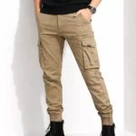Streetwear slim men's cargo jeans
