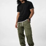 Men's khaki loose hip hop cargo pants