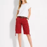 Women's beige classic cargo shorts