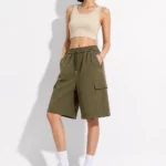 Women's pink oversized cargo shorts