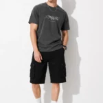 Casual men's black cargo shorts