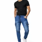 Men's blue slim cargo jeans