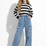 Wide straight girls cargo jeans