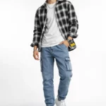 Men's casual tapered cargo jeans