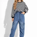 Flexible gradient girls cargo jeans