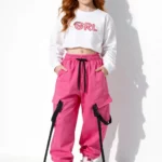 Girls pink cargo pants