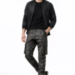 Men's military faux leather cargo pants