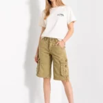 Women's beige classic cargo shorts