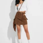 Brown short women's cargo skirt