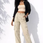 Casual beige cargo jeans