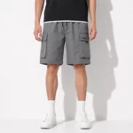 Black cargo shorts details