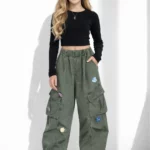 Girls green streetwear cargo pants