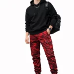Red and black camo cargo pants