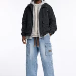 Wide elastic men's cargo jeans